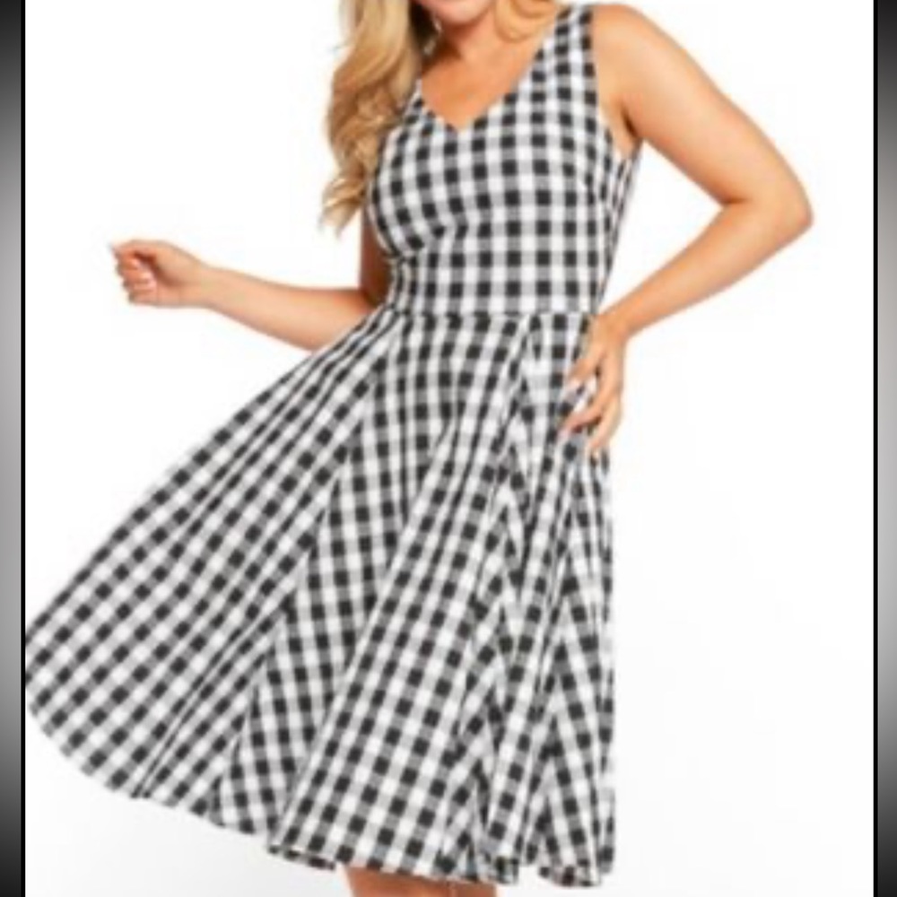 PinUp Retro Gingham Swing Dress